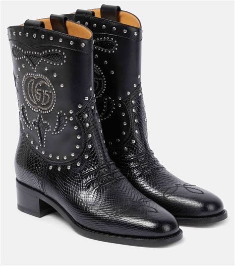 gucci strapp knee women black|Gucci cowboy boots.